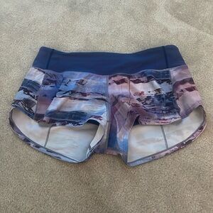purple multicolor lululemon shorts size 4